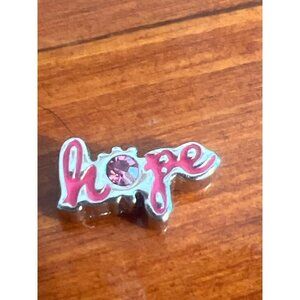 Origami Owl Charm Silver Tone Hope Pink Enamel Rhinestone Breast Cancer